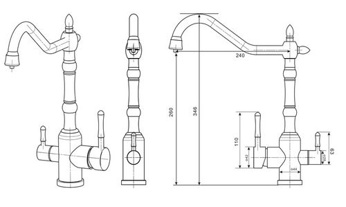 Смеситель Гейзер Анхель с отдельным краном питьевой воды - Изображение