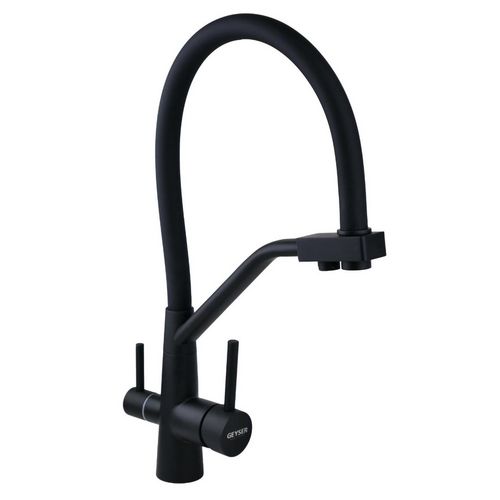 Смеситель Гейзер Ниагара с отдельным краном питьевой воды , черный - Изображение